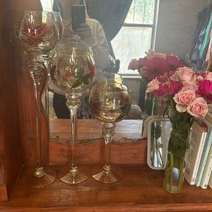 Glass cups with leaves